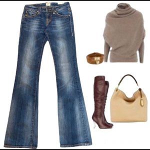Anoname Rhinestone Crystal wild leg jeans size 25